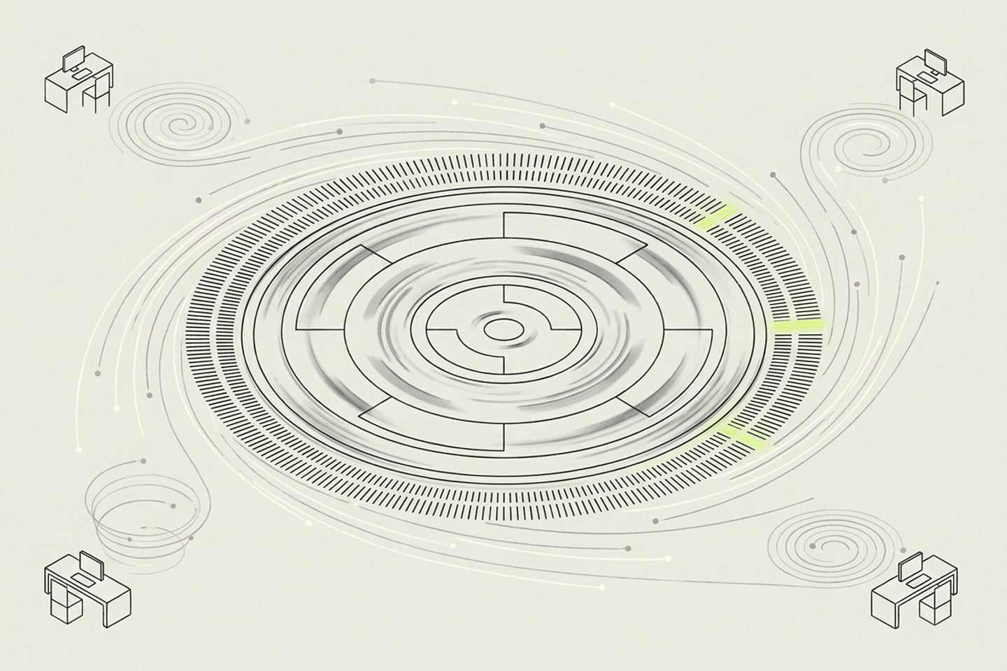 Cover illustration for The Work Telemetry Flywheel.